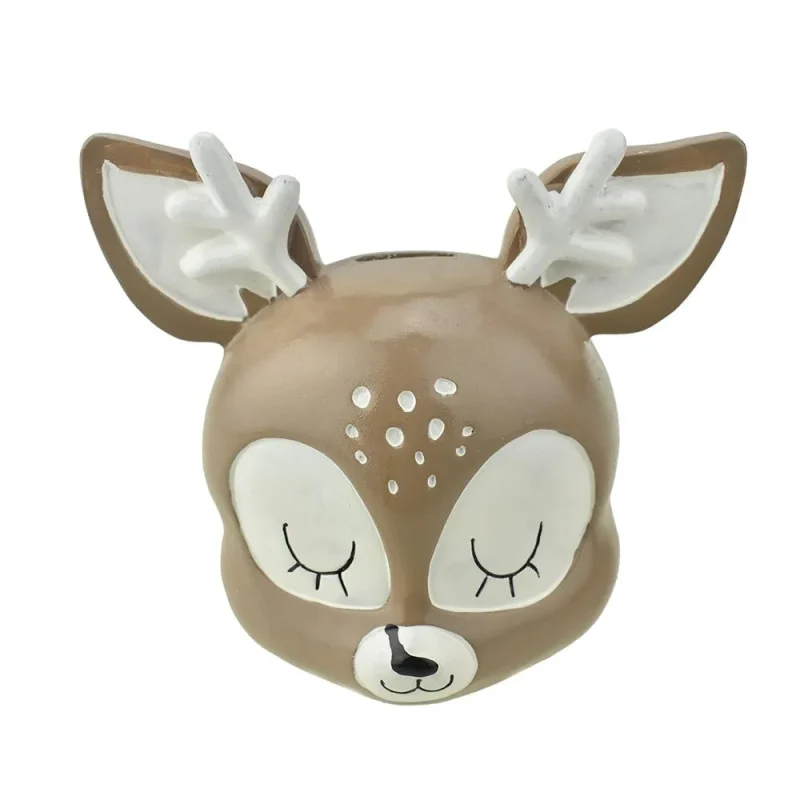 light brown resin reindeer coin bank 7 inch