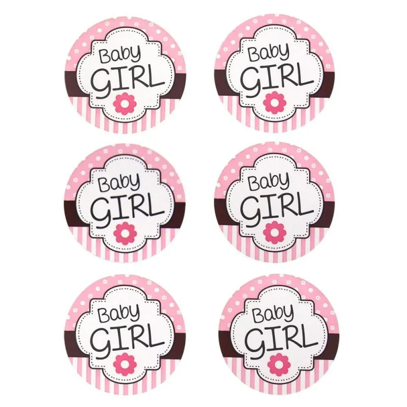 light pink baby girl seal stickers 2 inch 12 pack