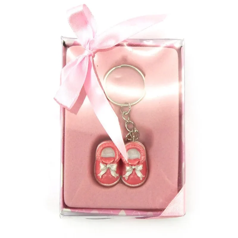 light pink baby shoe keychain favors 4 inch