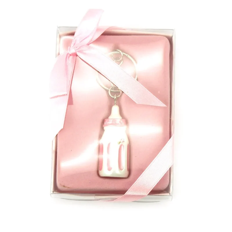 light pink milk bottle keychain favors 4 inch