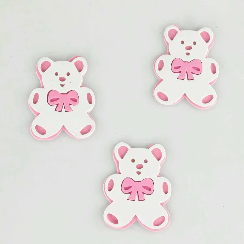 light pink teddy bear foam decor set 3 3 piece