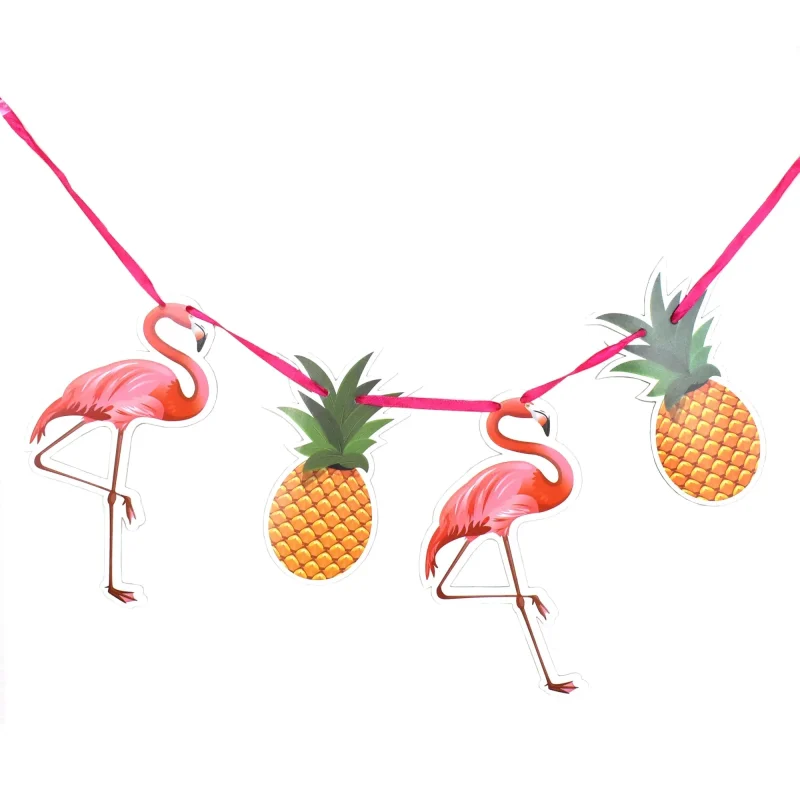 luau party banner 10ft pineapple flamingo design