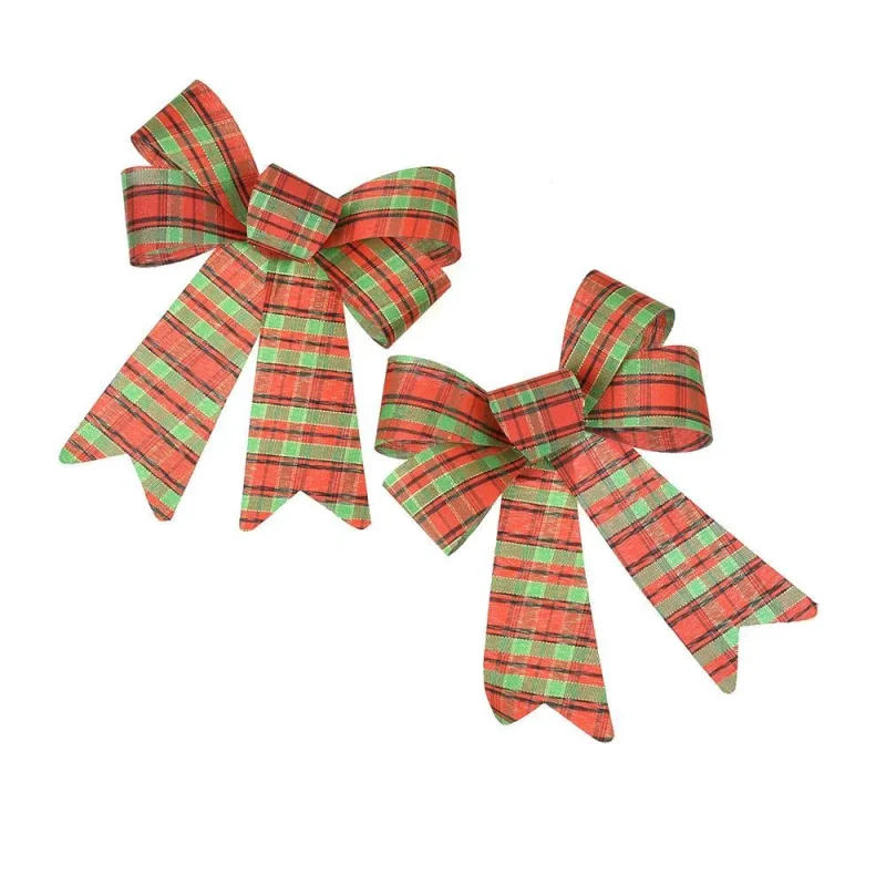 luxury green and red plaid christmas bows 5 5 pack of 2