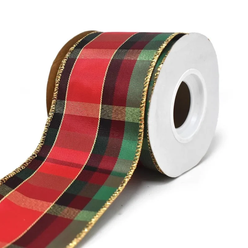 macbirn plaid wired christmas ribbon 2 5 x 10 yards