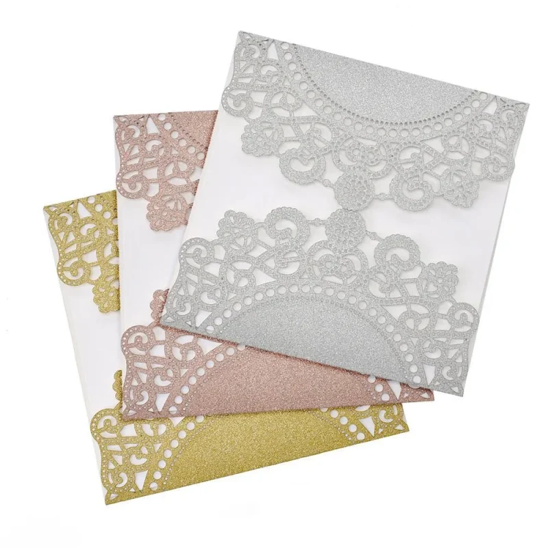 mandala lace glitter laser cut invitations 5 75 8 pack