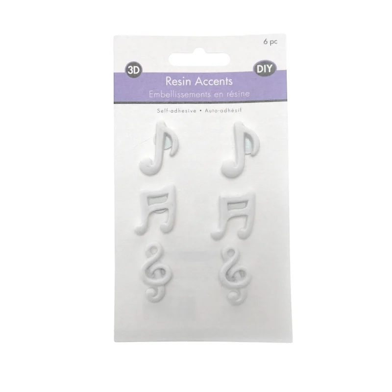 melody white diy resin adhesive accents set of 6