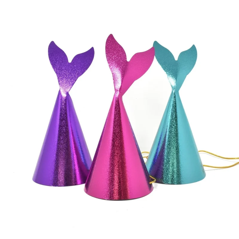 mermaid embossed party hats 8 1 4 inch 12 pack