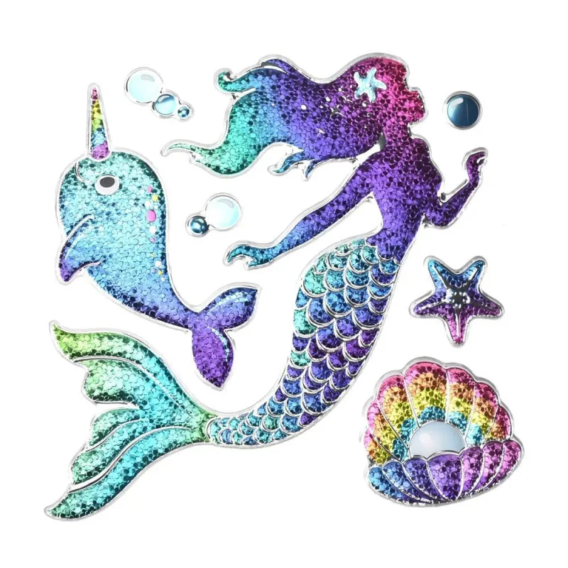 mermaid glitter sequin wall decor 7 piece set