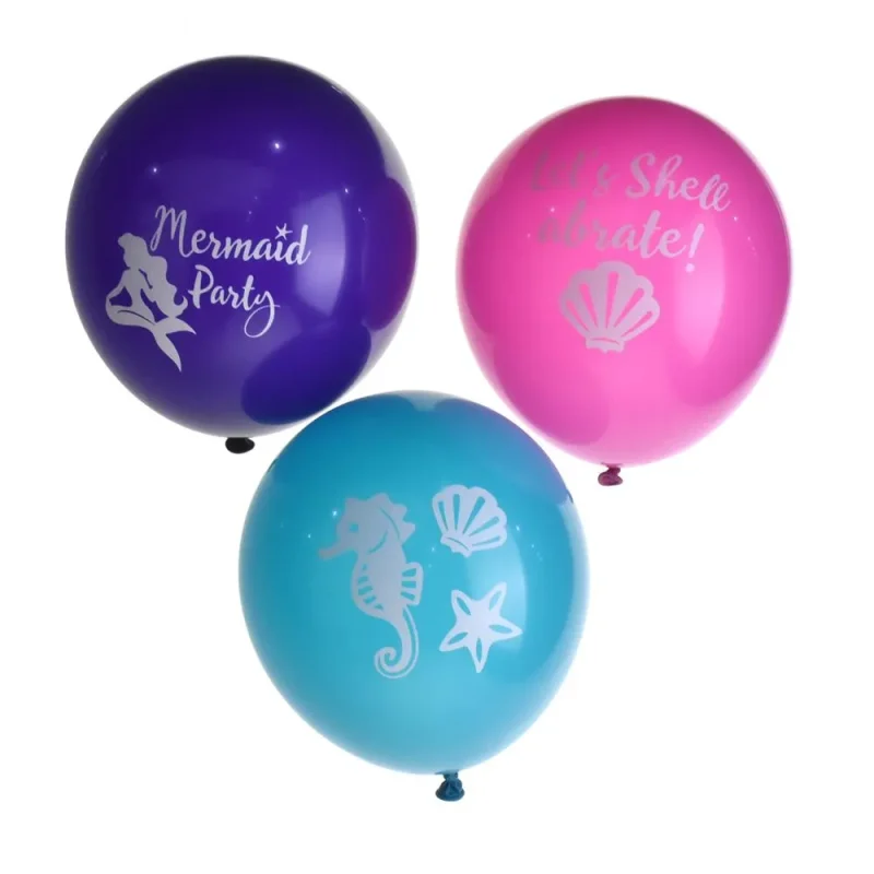 mermaid party balloons 12 x 8 printed design