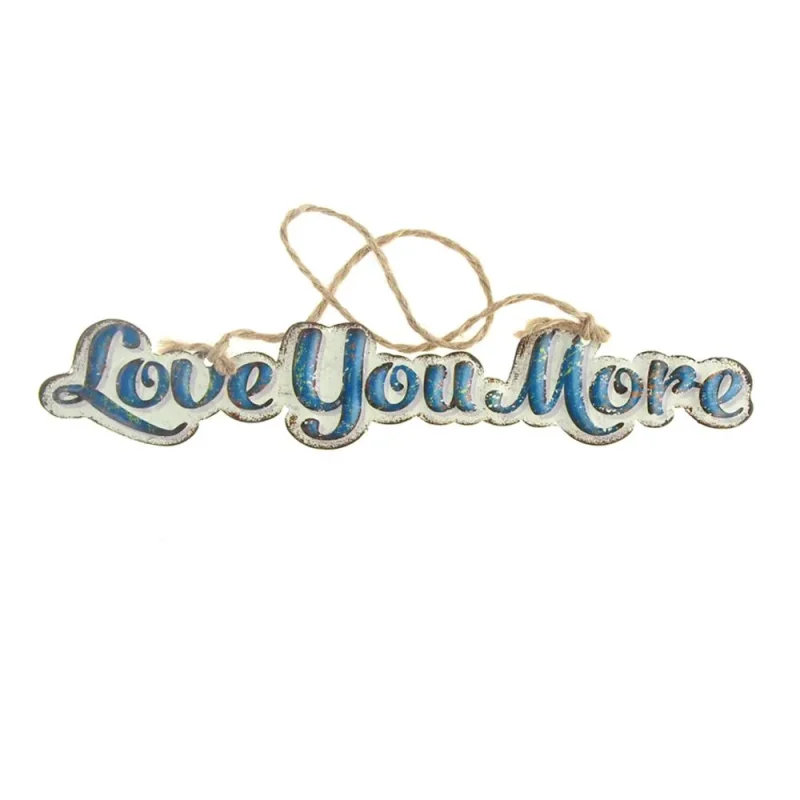 metal love you more hanging sign teal off white 8x1 5 inches