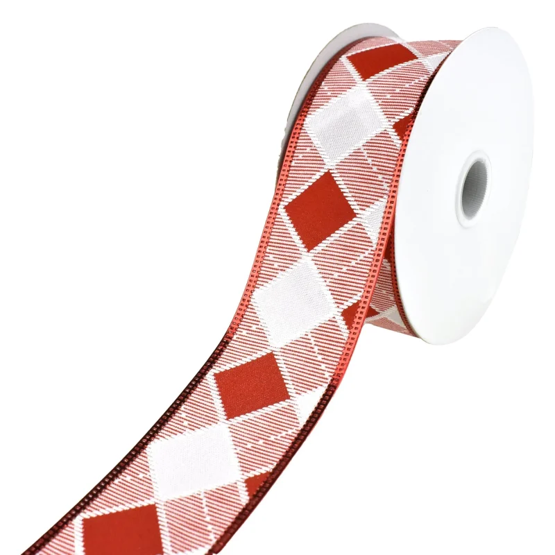 metallic christmas chex ribbon 10 yard wired edge