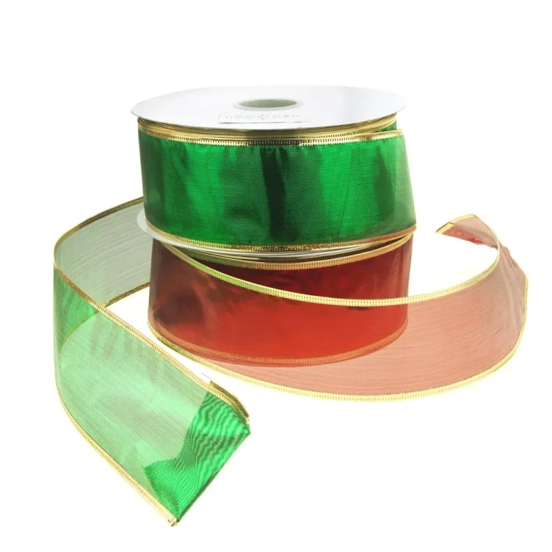 metallic christmas ribbon 2 5 x 50 yards wired holiday decor