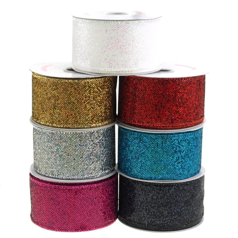 metallic disco christmas ribbon 2 x 10 yards bling holiday decor