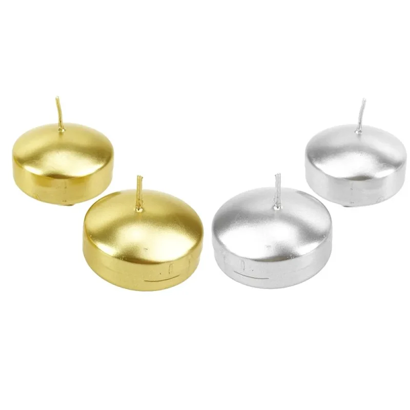 metallic floating unscented candles 2 inch 4 pack