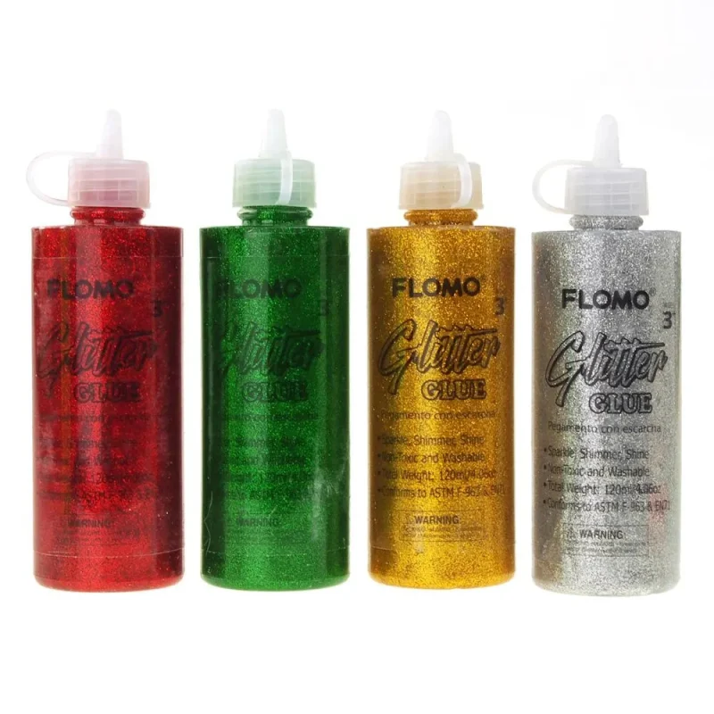 metallic glitter glue set 120ml squeeze bottles 4 pack