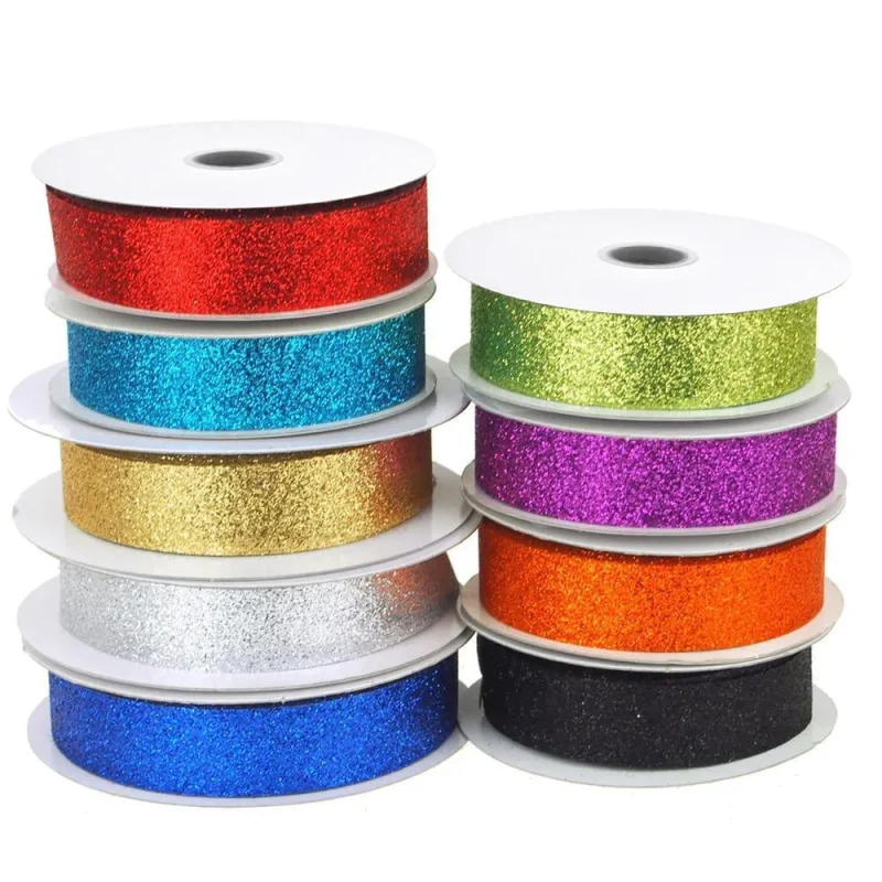 metallic glitter nylon ribbon 7 8 x 25 yards