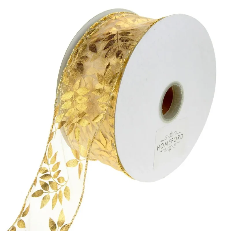 metallic gold wired christmas ribbon 2 5 x 50 yards