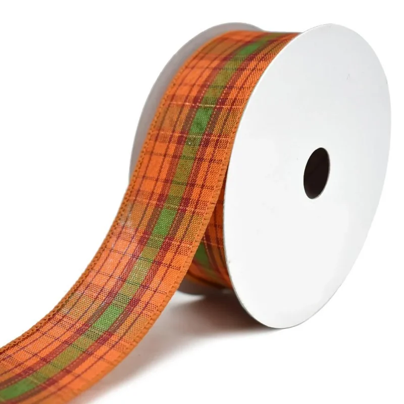 metallic plaid wired ribbon 1 5 inch x 20 yards perfect fall decor