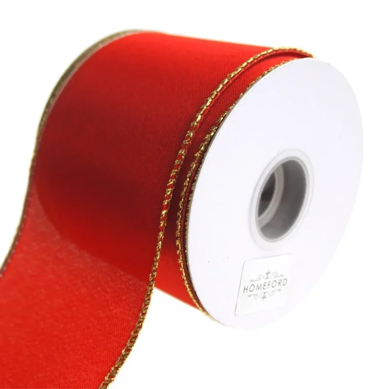 metallic red christmas ribbon 2 5 x 10 yards wired edge