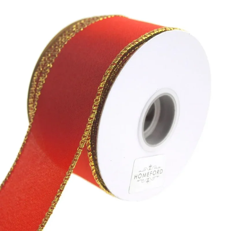 metallic red wired christmas ribbon 1 5 inch x 10 yards