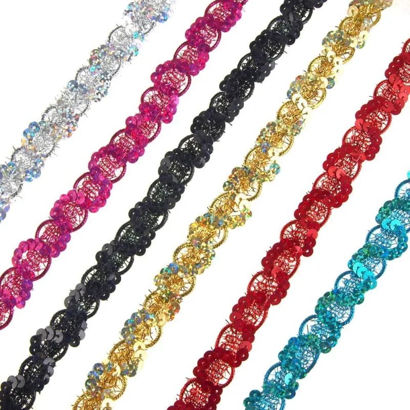 metallic sequin waved trim 18mm 15 yards