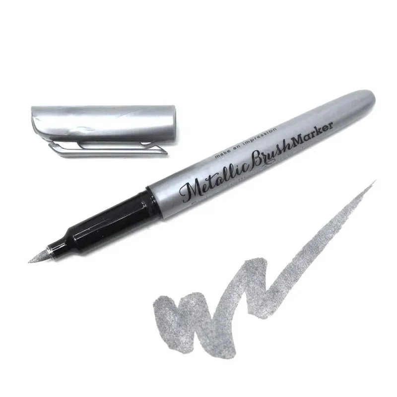 metallic silver 6 8mm brush marker 5 inch