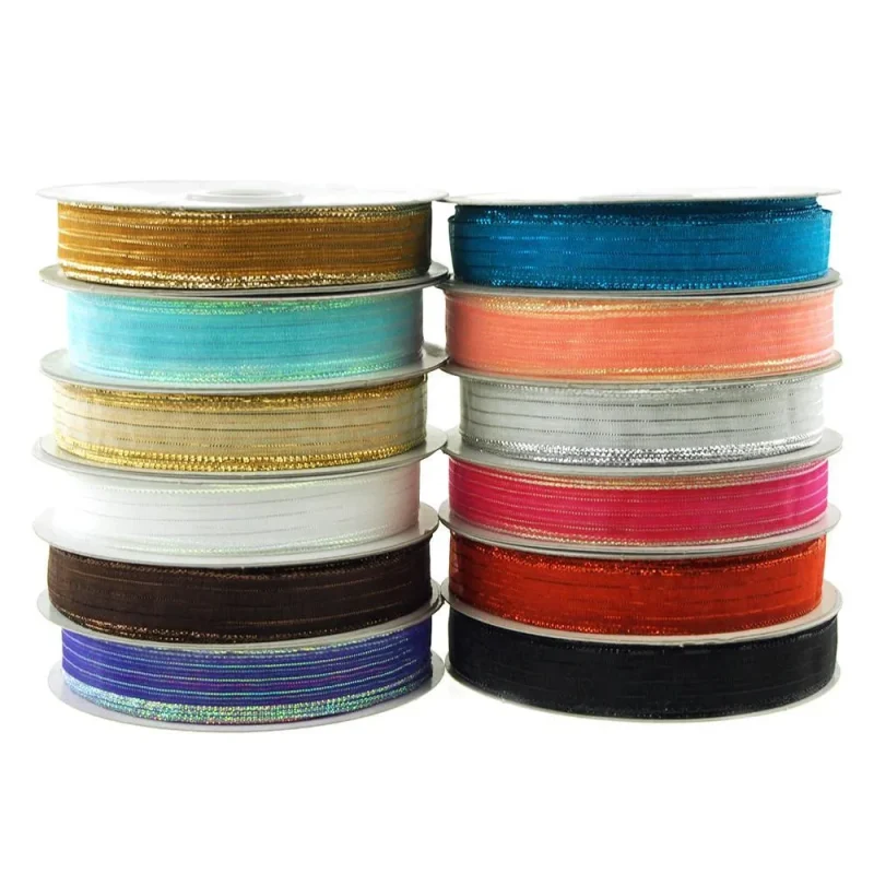 metallic stripe sheer ribbon corsage 5 8 x 50yd