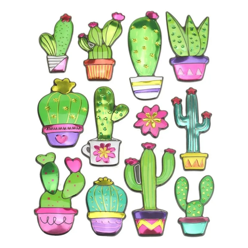 metallic succulent pop up stickers set 12 pack