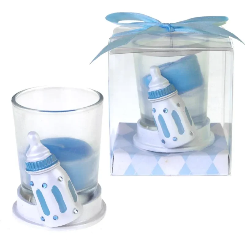 milk bottle votive candles 2 inch light blue wedding favors