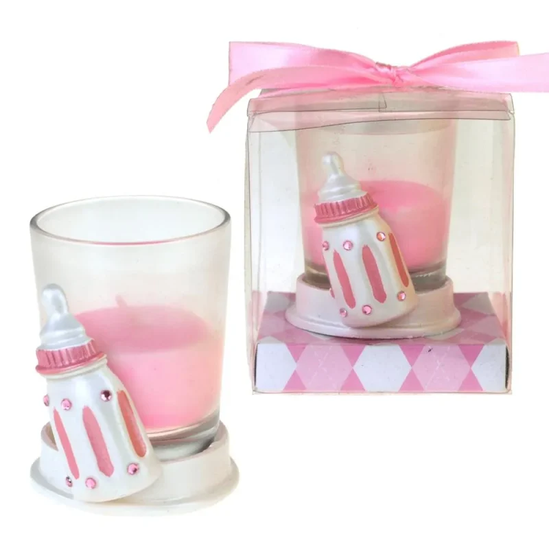 milk bottle votive candles light pink 2 inch