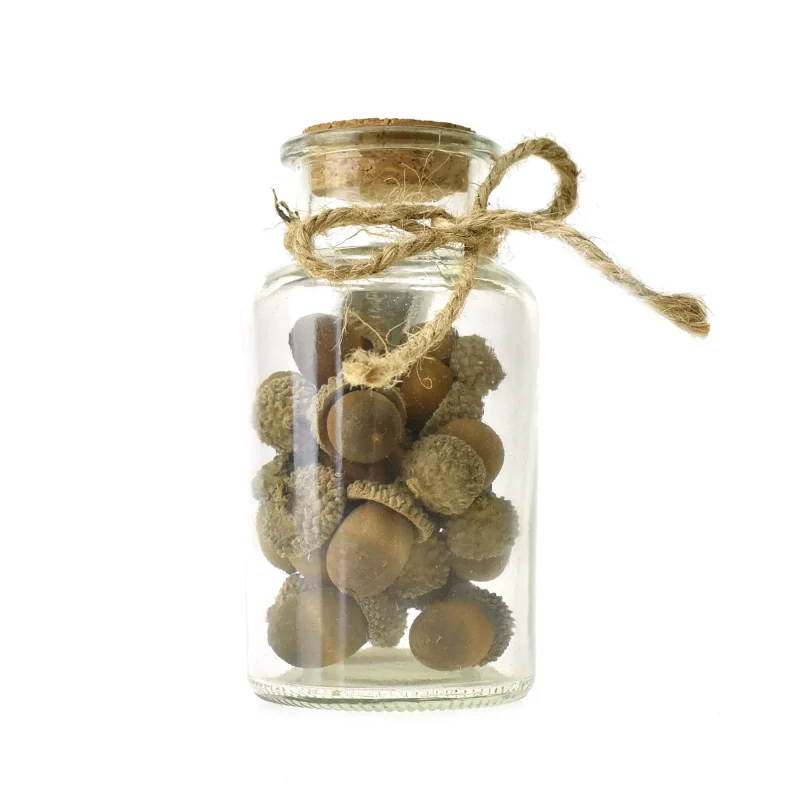 mini acorn corked glass jar 5 inch artificial decor