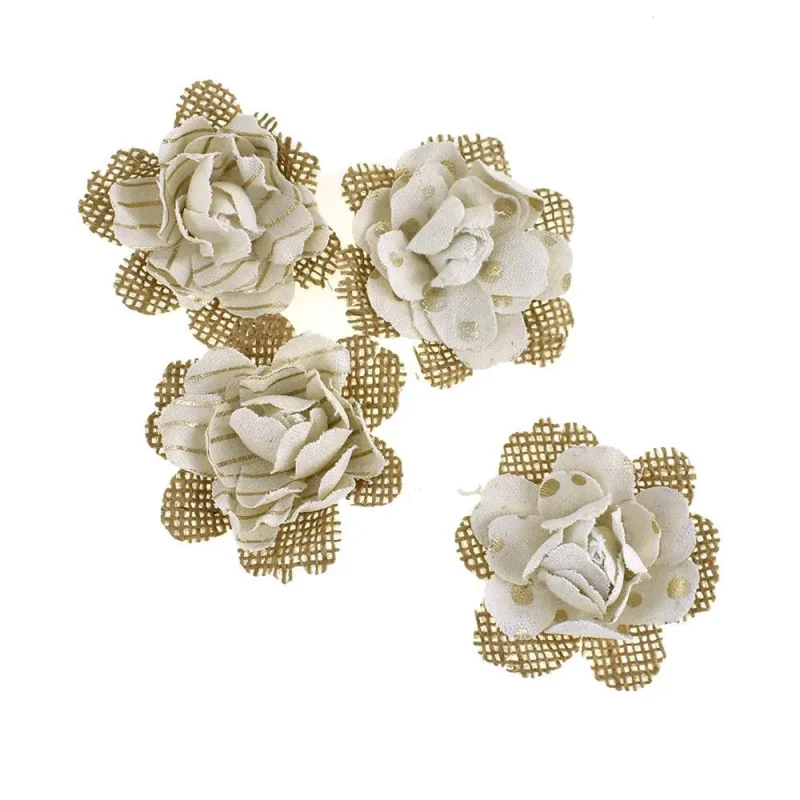 mini burlap flower adhesives 2 5 4 pack