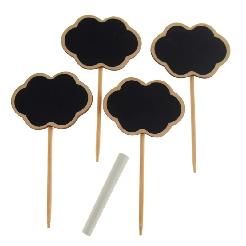 mini chalkboard wood stakes cloud design 4 piece set 4 1 4 inch