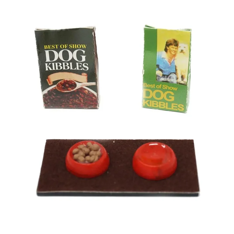 mini dog food station figurine 3 piece set