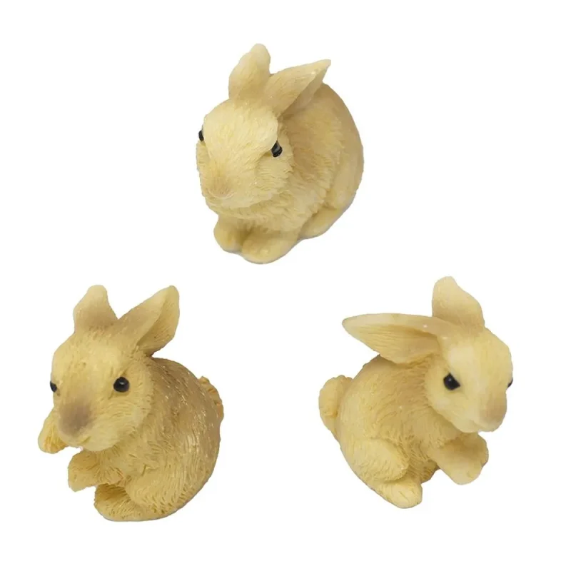 mini easter rabbit resin figurines assorted sizes 3 piece set