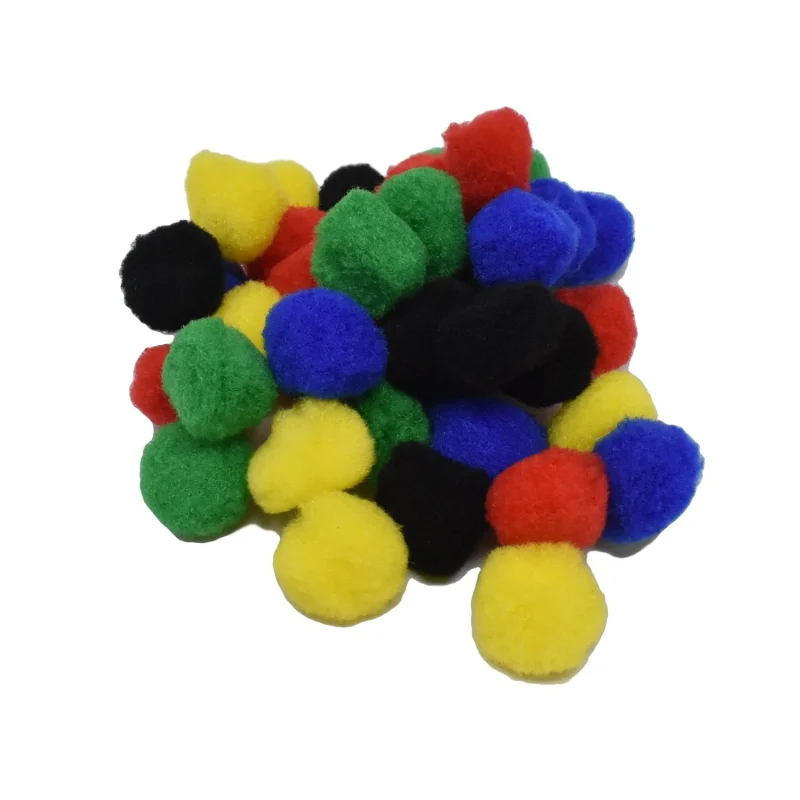 mini fuzzy craft pom poms bright primary colors 1 1 4 inch 40 pack