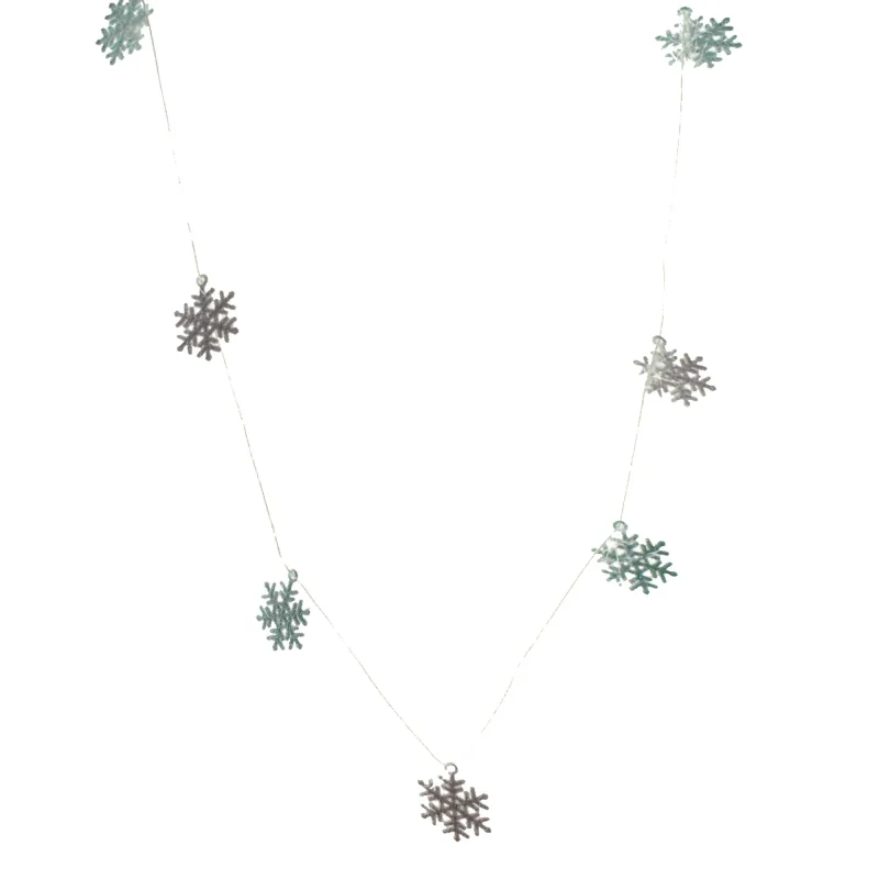 mini glitter snowflake garland 3 foot plastic