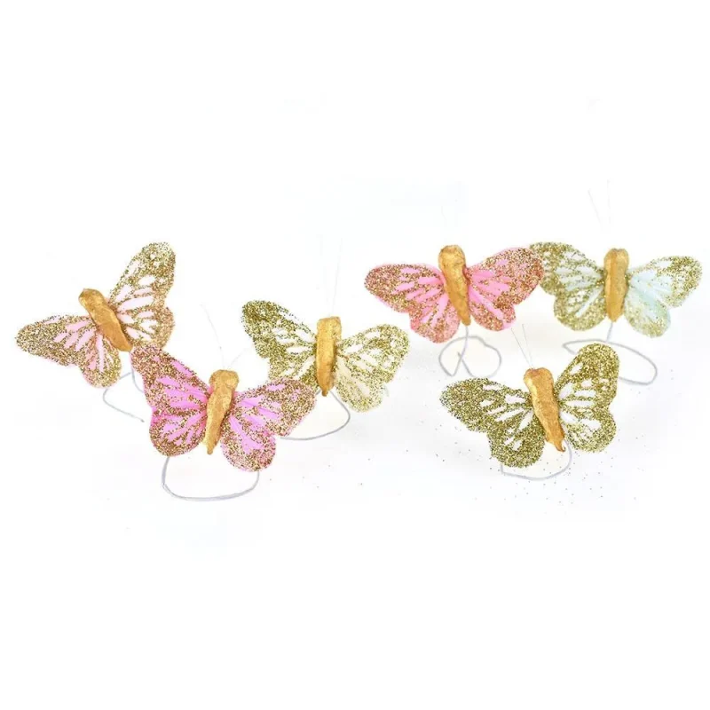 mini gold glitter butterfly floral decor 12pcs 1 75