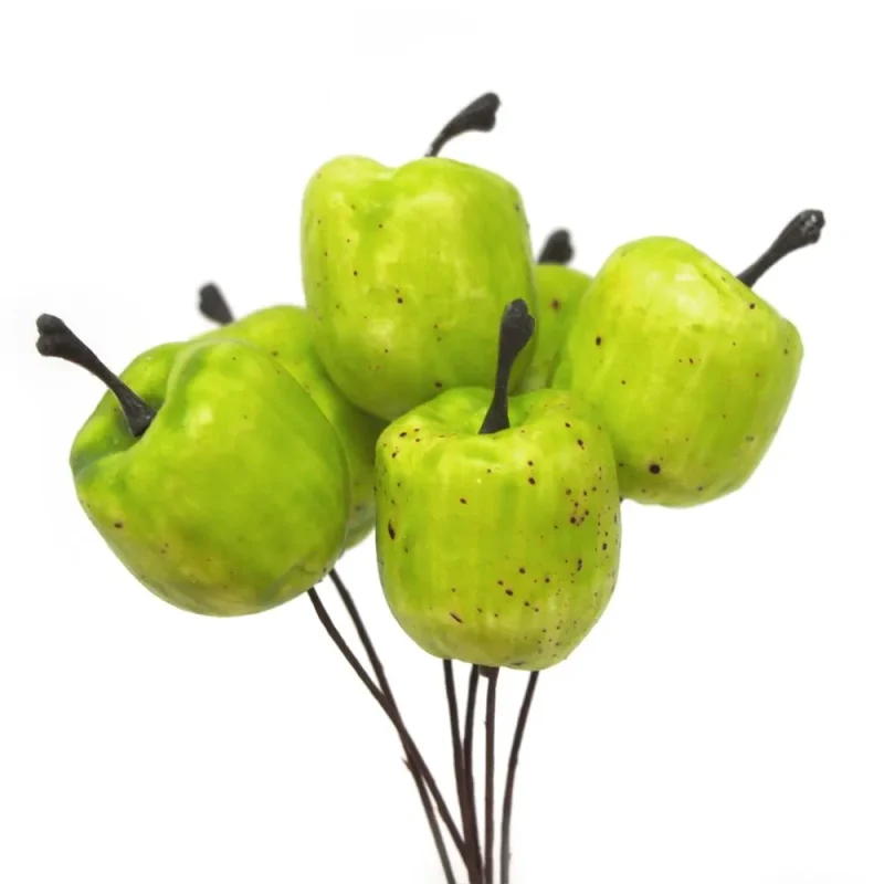 mini green artificial apple bunch 6 pack 1 inch