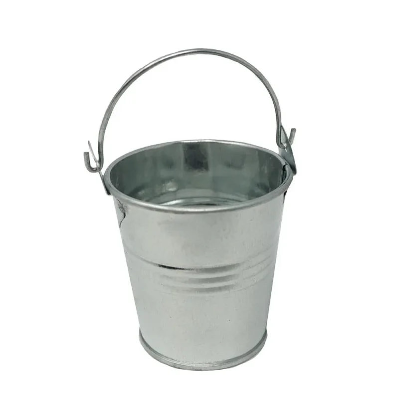 mini metal pail bucket 2 inch natural finish