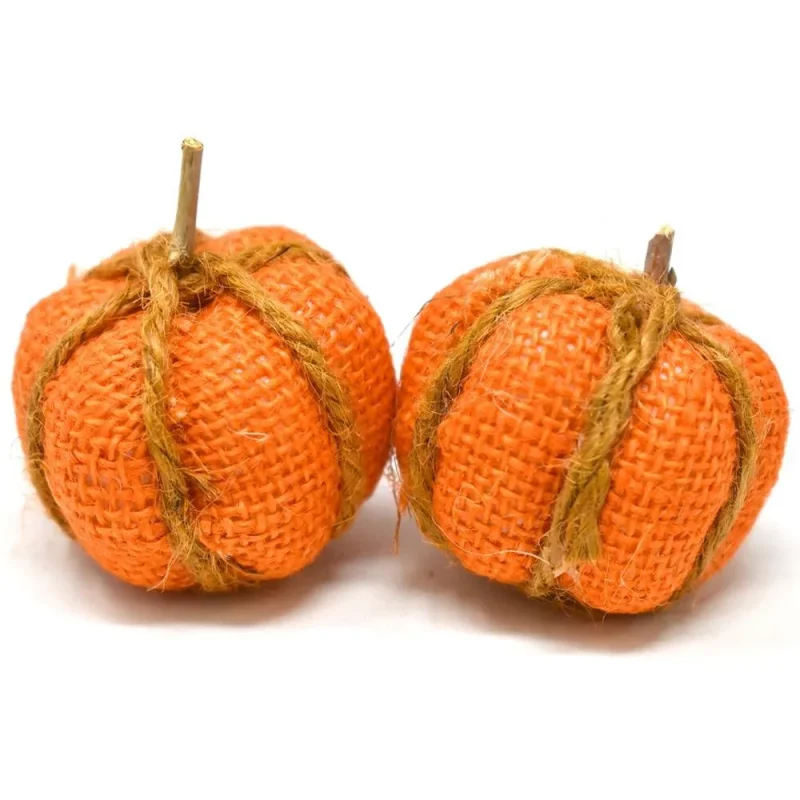 mini orange burlap pumpkins 2 pack 1 3 4 inch