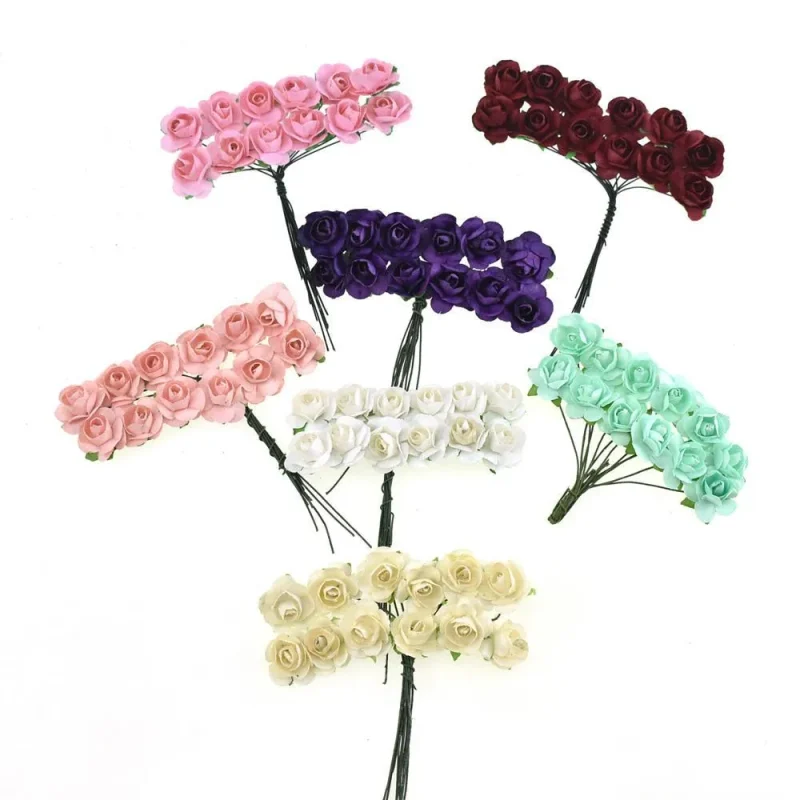 mini paper craft rose branches 3 inch pack of 12