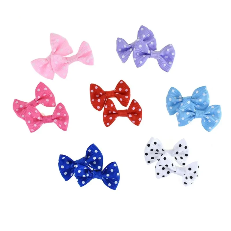 mini polka dot grosgrain bow tags 1 5 inch 12 pack