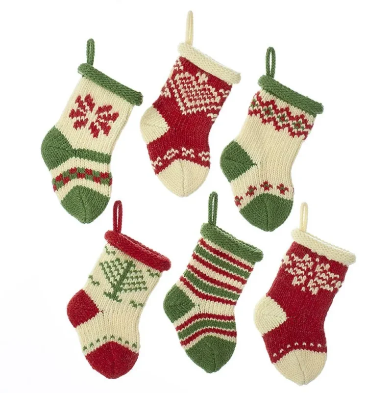 mini polyester knitted christmas stockings 5 5 set of 6