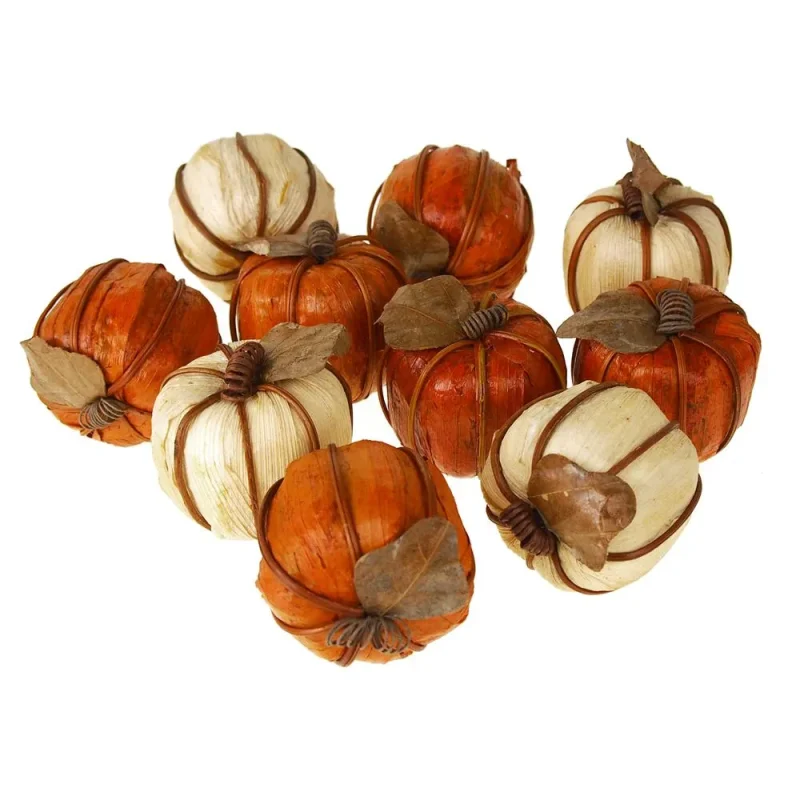 mini pumpkins bowl fillers orange ivory 10 piece set