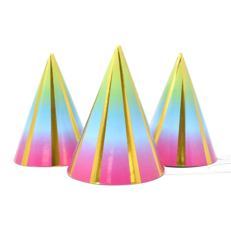 mini rainbow party hats 3 diameter 8 pack