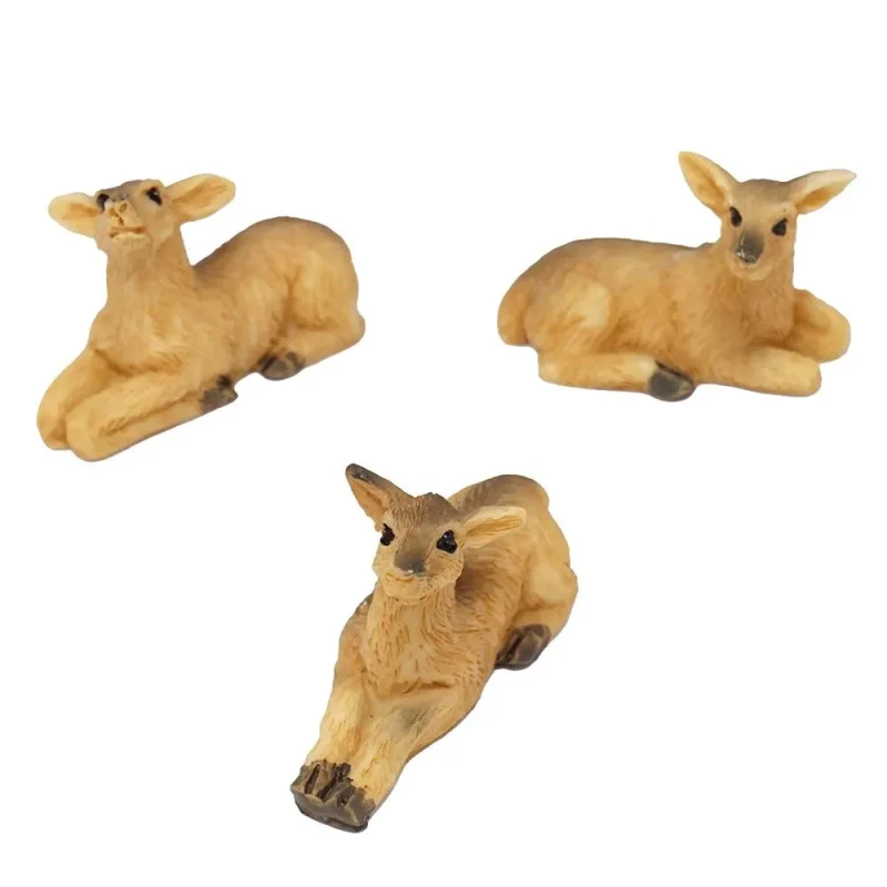 mini resin deer figurines 3 pack mixed sizes