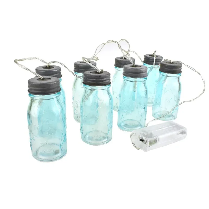 mini starry antique blue mason jar string lights