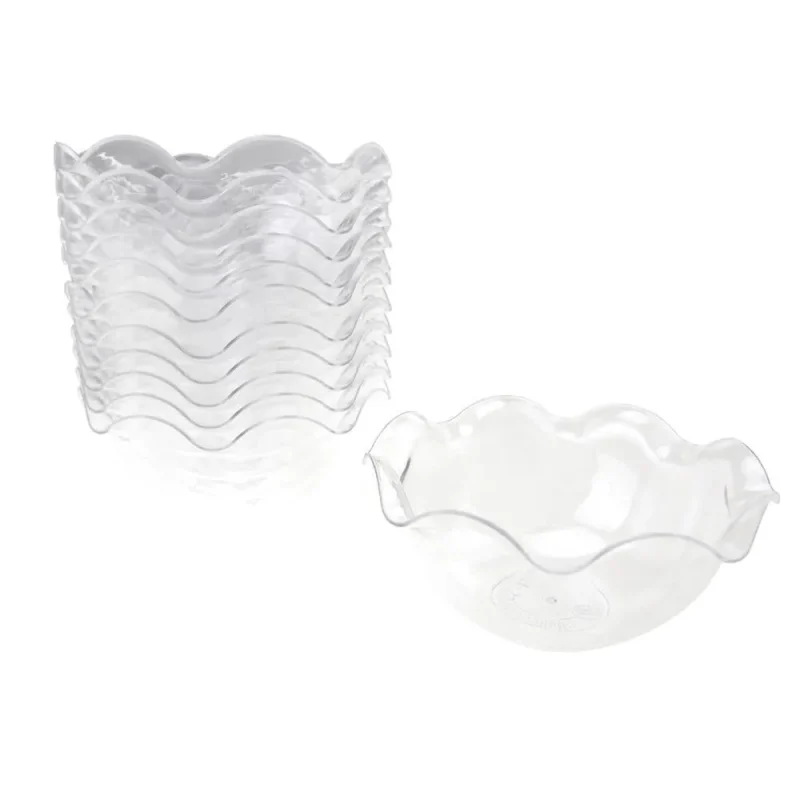 mini waved edge plastic dessert bowls 3 5x1 5 inches 12 pack