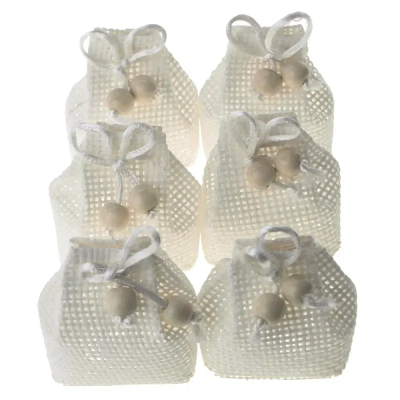 mini white woven favor bags 2 75 x 6 pack